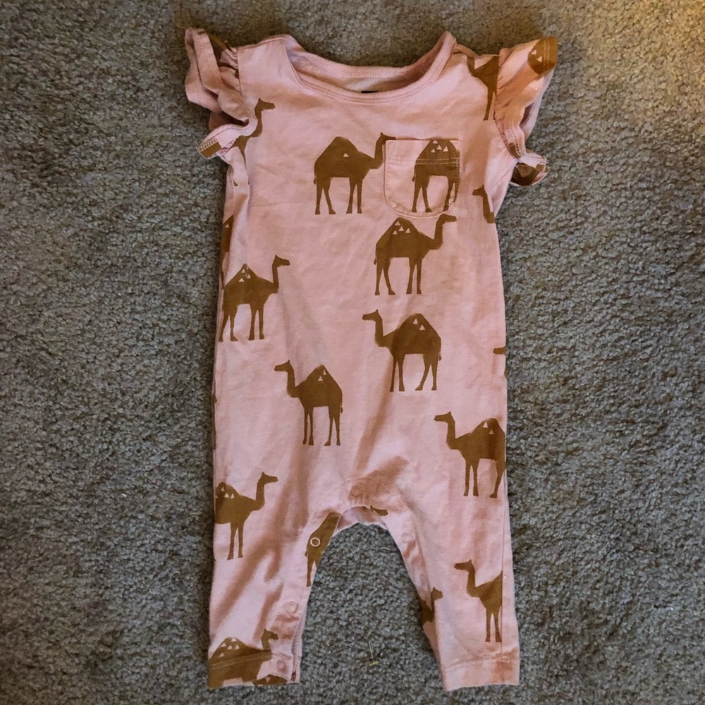 Tea Collection Pink and Brown Camel Print One Piece